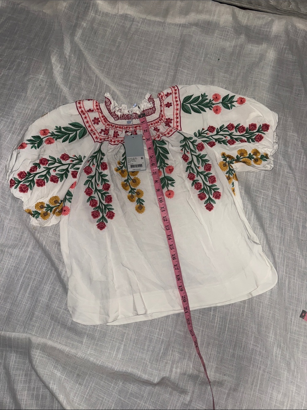 Antonio Melani White Embroidered Floral Peasant Top